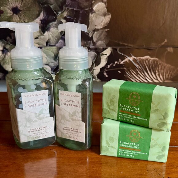 Bath & Body Works Other - NEW 4-Pc EUCALYPTUS SPEARMINT 2 Foaming Hand Soaps & 2 Cleansing Bars by BBW